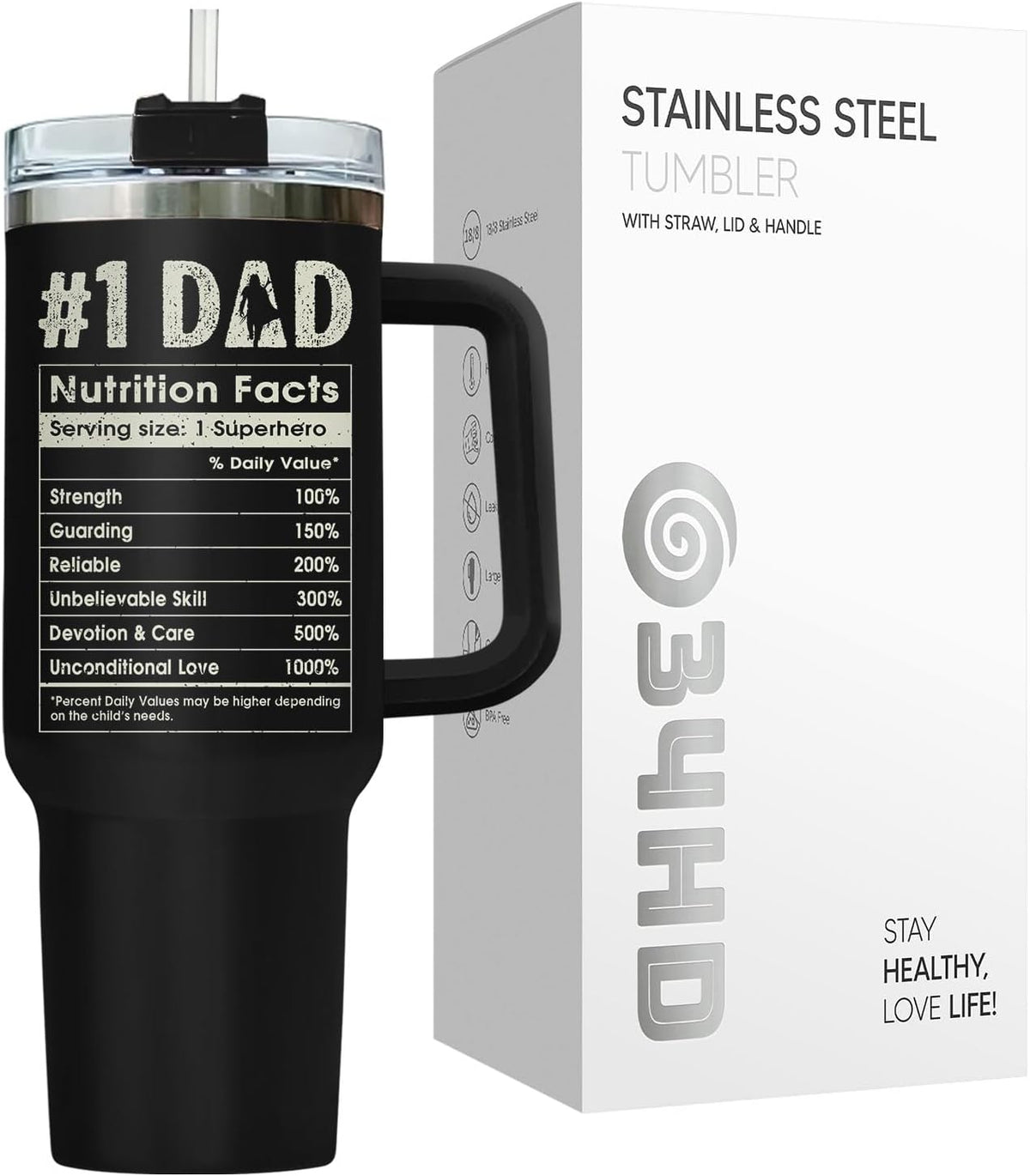 Dad Dadman Funny 40 oz Tumbler with Handle, Funny Dad Gift