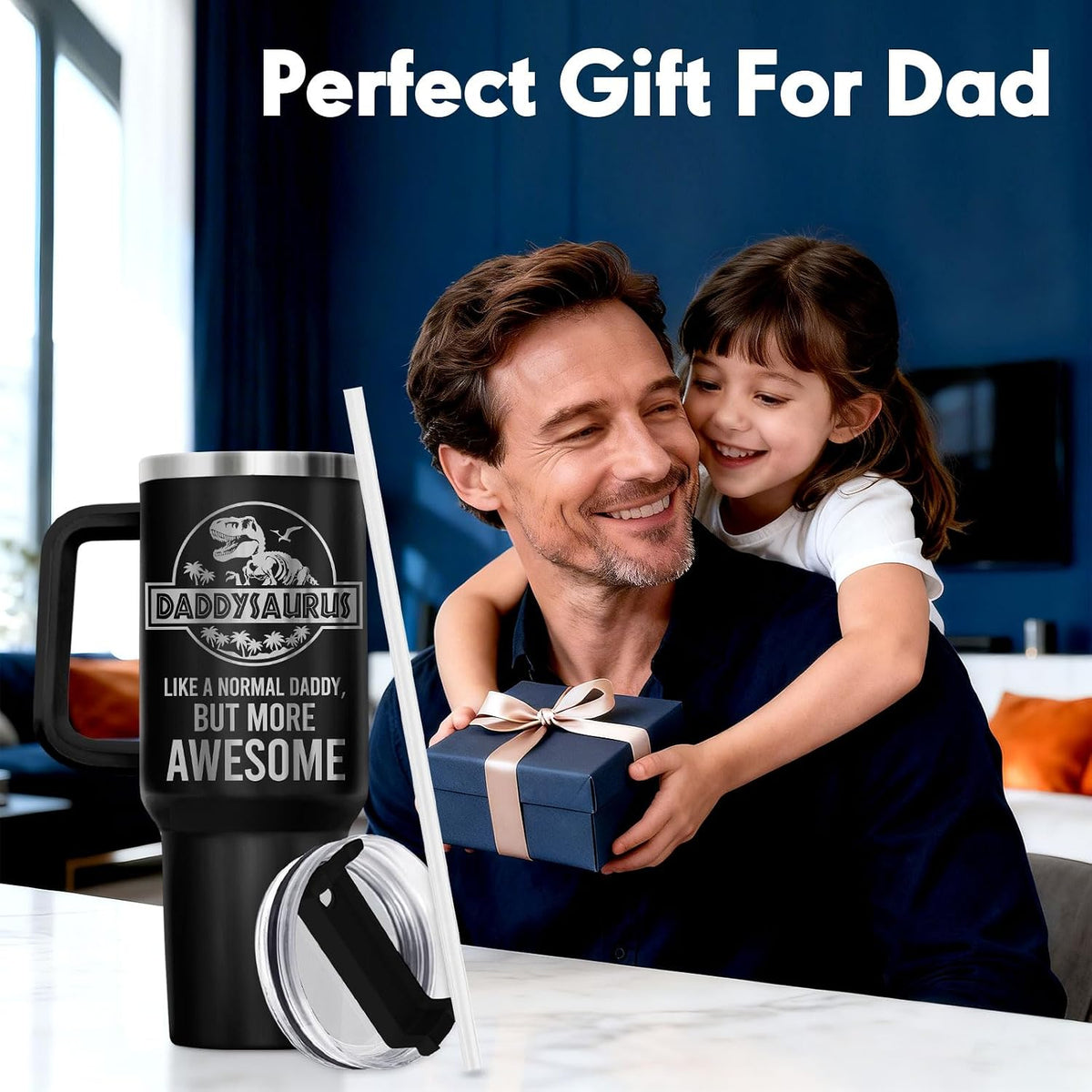 Dad Dadman Funny 40 oz Tumbler with Handle, Funny Dad Gift