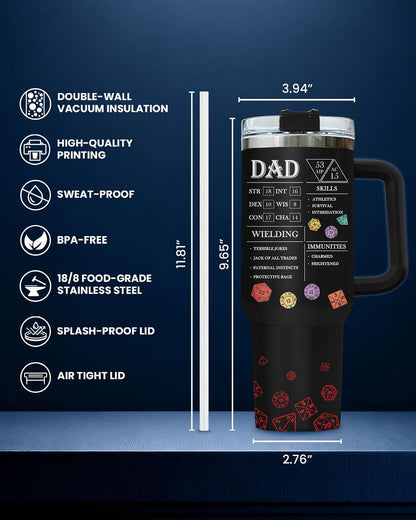 Dad Dadman Funny 40 oz Tumbler with Handle, Funny Dad Gift