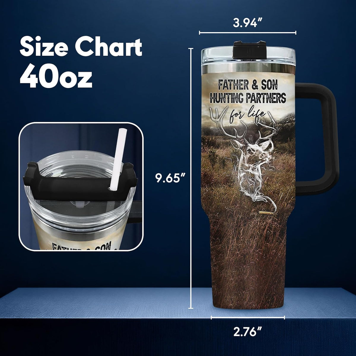 Dad Dadman Funny 40 oz Tumbler with Handle, Funny Dad Gift