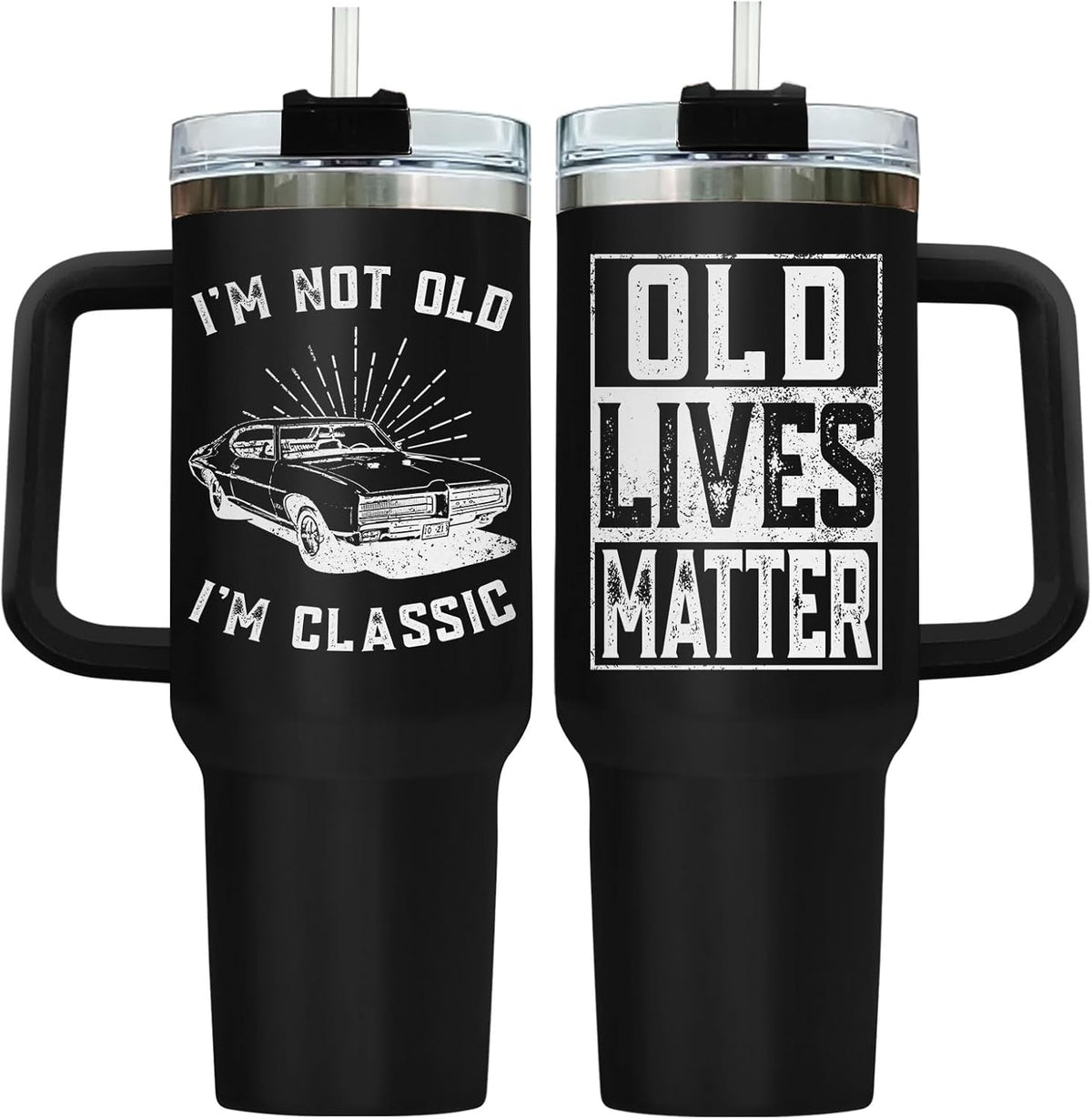Dad Dadman Funny 40 oz Tumbler with Handle, Funny Dad Gift