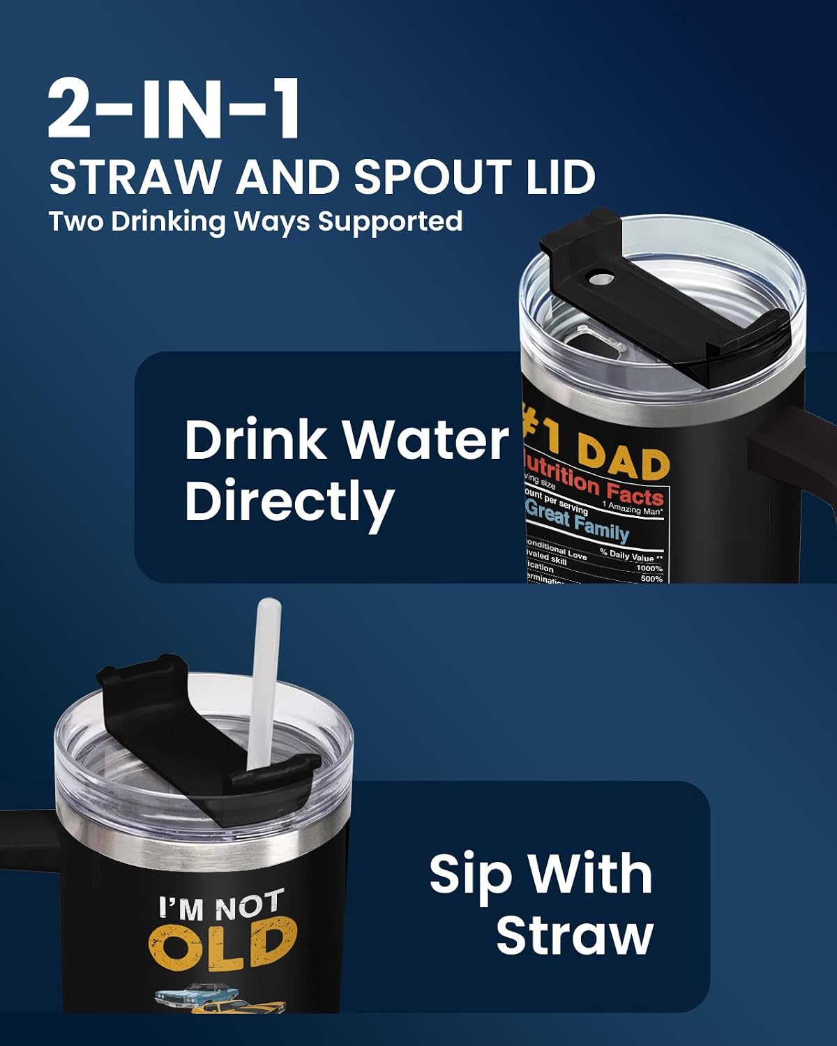 Dad Dadman Funny 40 oz Tumbler with Handle, Funny Dad Gift