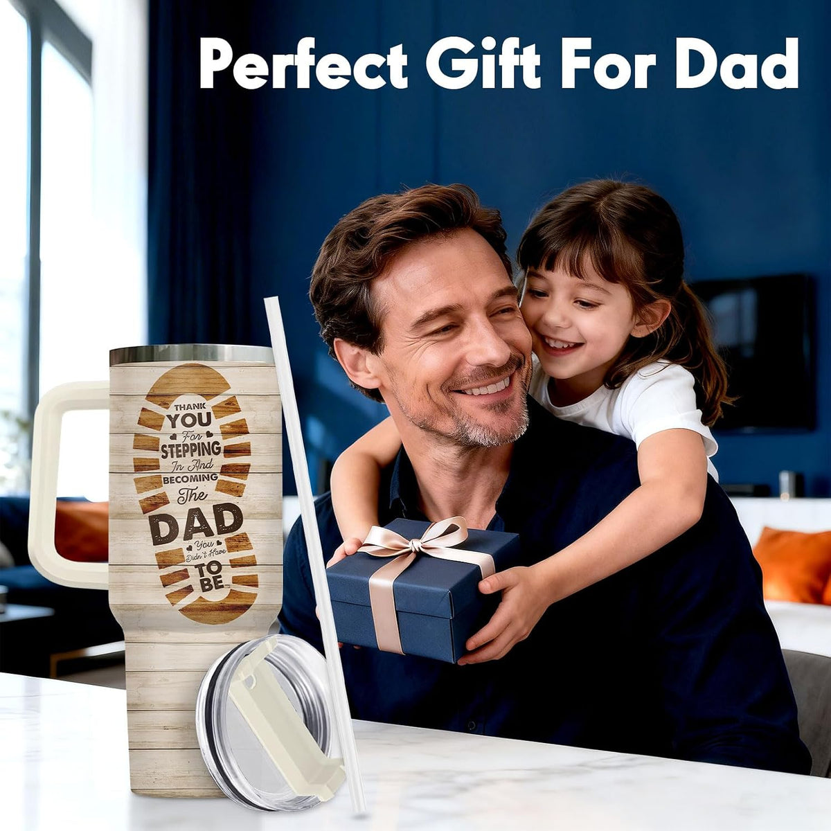 Dad Dadman Funny 40 oz Tumbler with Handle, Funny Dad Gift