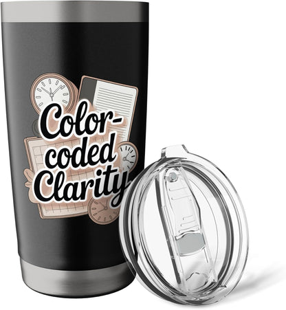 Color-Coded Clarity Funny Planner And Organizer Stainless Steel Insulated Tumbler