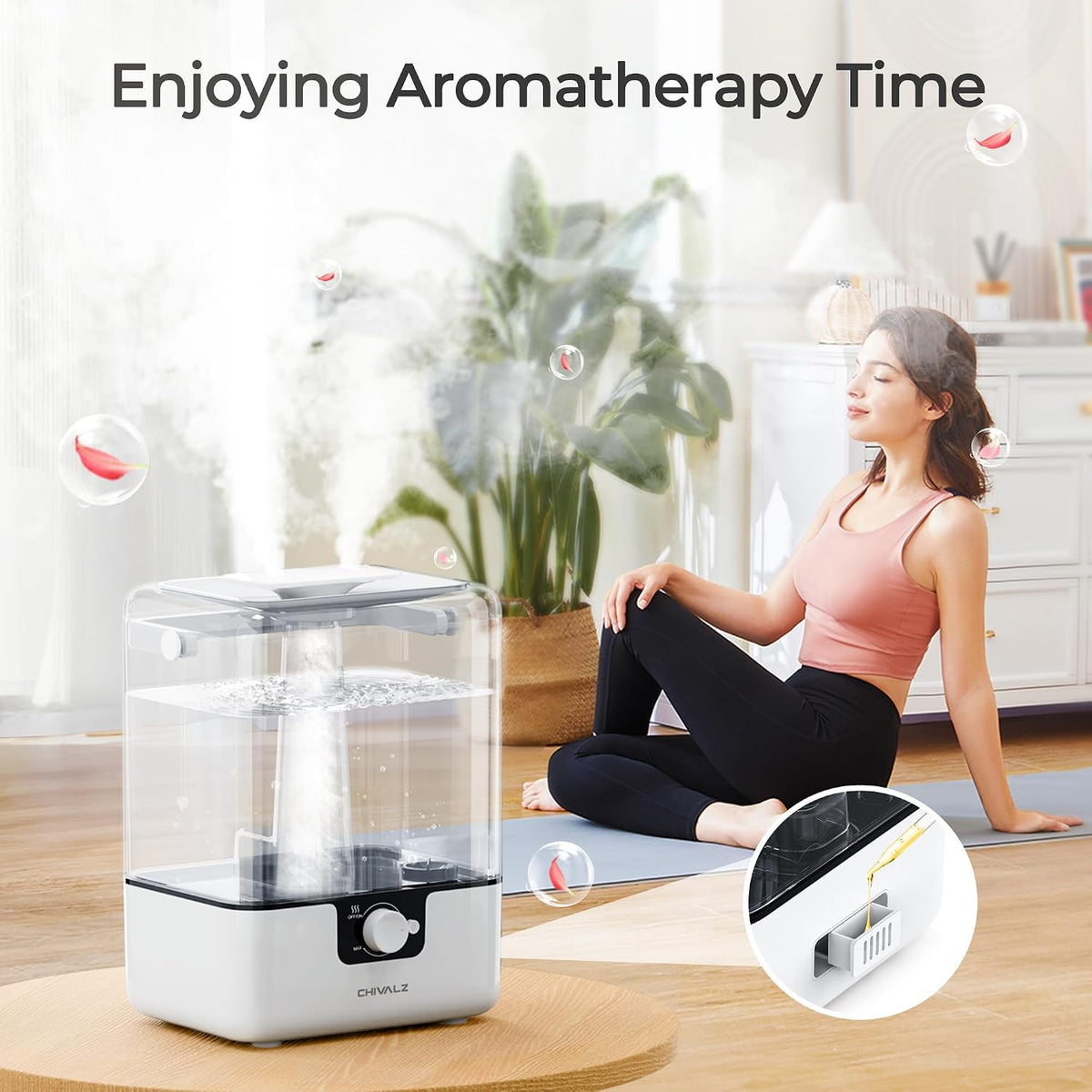 Humidifiers for Bedroom, 6L Cool Mist Humidifiers for Baby Nursery, 26dB Quiet, 50H Runtime, Top Fill Humidifier for Large Room, Home, Plants, Nightlight, Oil Diffuser 1 Pack White