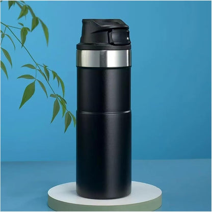500ml Classic Trigger Action Travel Coffee Mug 16OZ Double Wall Cup Insulated Sports Portable Bottle(Black)