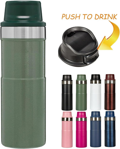 500ml Classic Trigger Action Travel Coffee Mug 16OZ Double Wall Cup Insulated Sports Portable Bottle(Black)