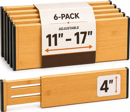 6-Pack Drawer Dividers 6-Inch High Dresser Drawer Organizer 11.5 to 17 Inch