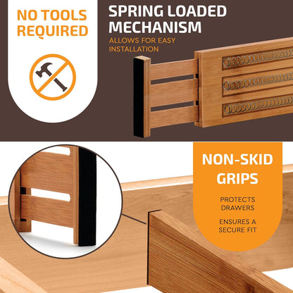 6-Pack Drawer Dividers 6-Inch High Dresser Drawer Organizer 11.5 to 17 Inch