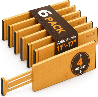 6-Pack Drawer Dividers 6-Inch High Dresser Drawer Organizer 11.5 to 17 Inch