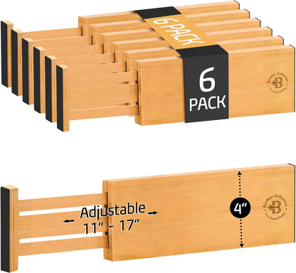 6-Pack Drawer Dividers 6-Inch High Dresser Drawer Organizer 11.5 to 17 Inch