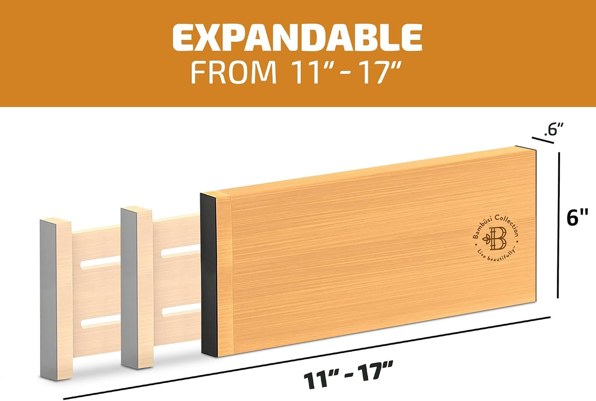 6-Pack Drawer Dividers 6-Inch High Dresser Drawer Organizer 11.5 to 17 Inch