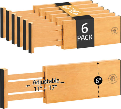 6-Pack Drawer Dividers 6-Inch High Dresser Drawer Organizer 11.5 to 17 Inch