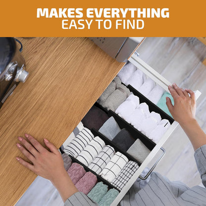6-Pack Drawer Dividers 6-Inch High Dresser Drawer Organizer 11.5 to 17 Inch