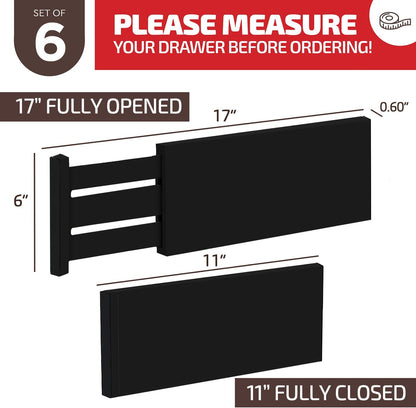 6-Pack Drawer Dividers 6-Inch High Dresser Drawer Organizer 11.5 to 17 Inch