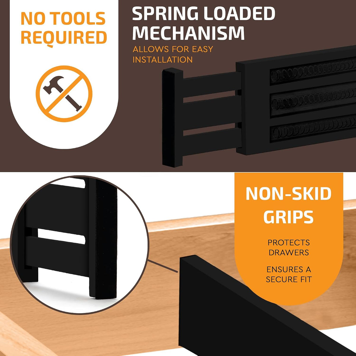 6-Pack Drawer Dividers 6-Inch High Dresser Drawer Organizer 11.5 to 17 Inch