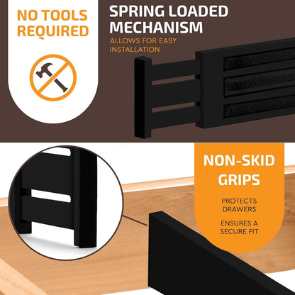 6-Pack Drawer Dividers 6-Inch High Dresser Drawer Organizer 11.5 to 17 Inch