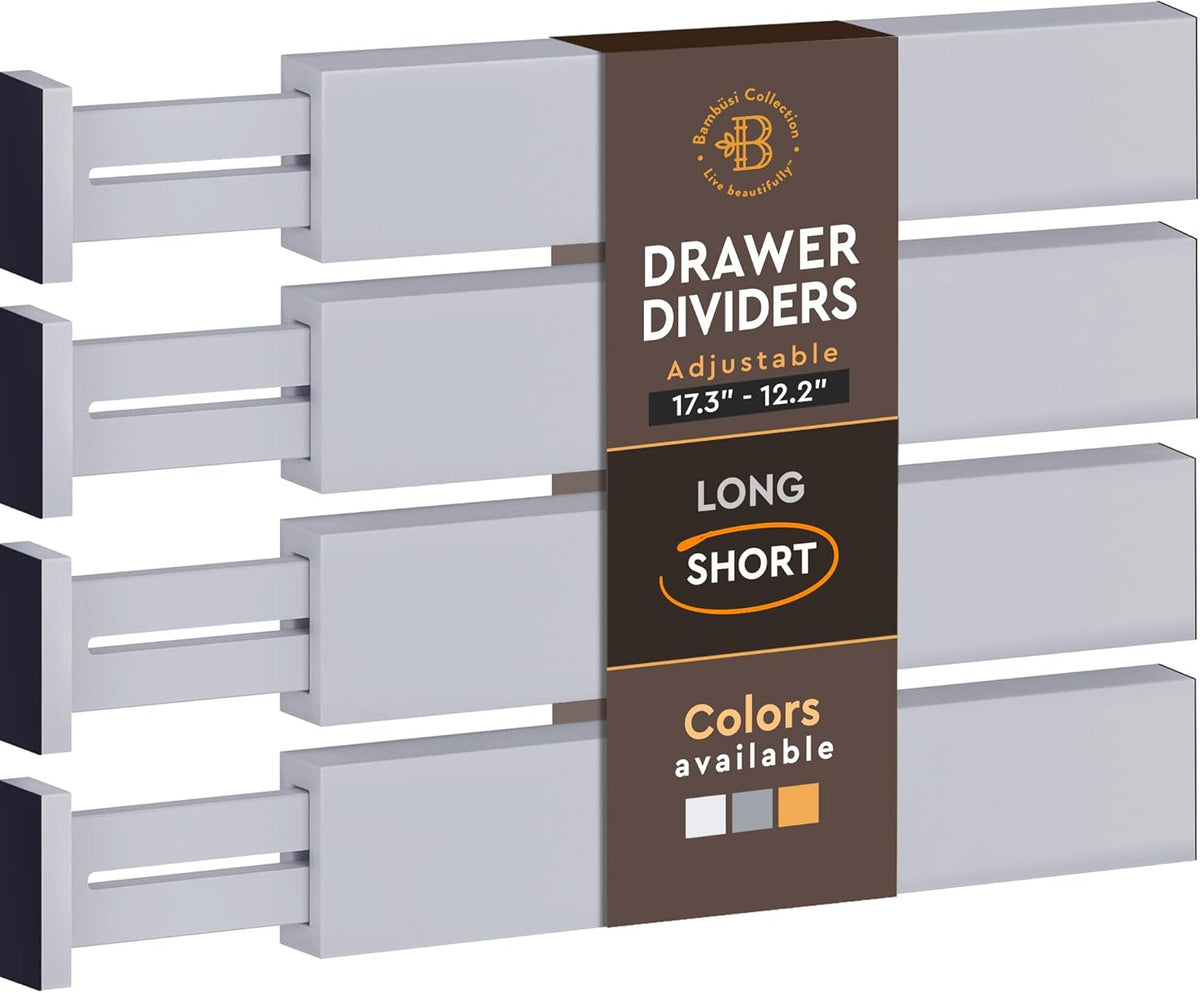 6-Pack Drawer Dividers 6-Inch High Dresser Drawer Organizer 11.5 to 17 Inch