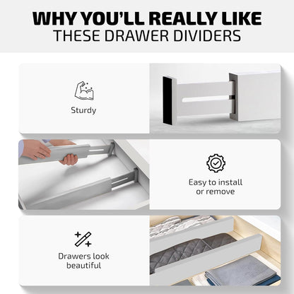 6-Pack Drawer Dividers 6-Inch High Dresser Drawer Organizer 11.5 to 17 Inch