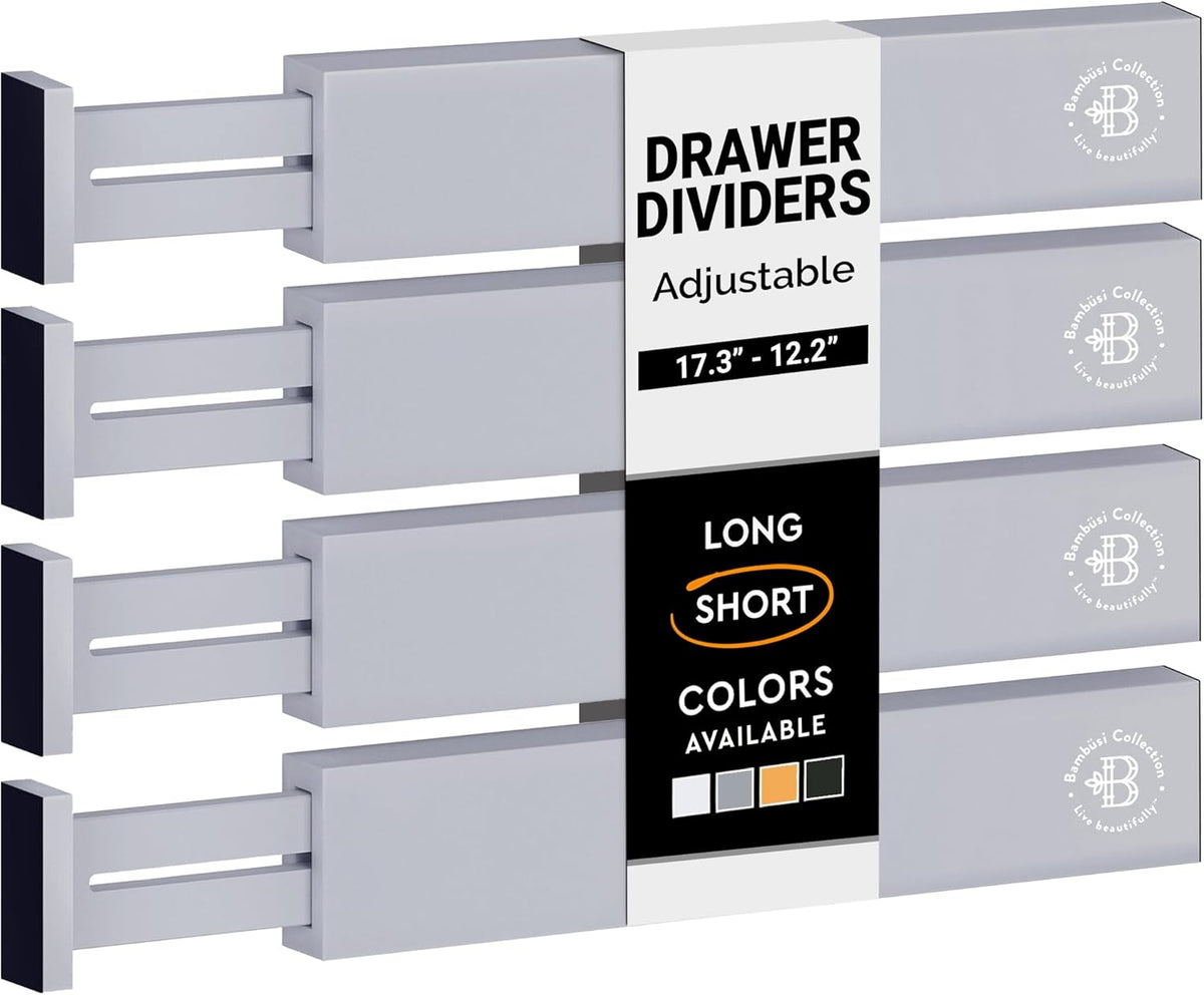 6-Pack Drawer Dividers 6-Inch High Dresser Drawer Organizer 11.5 to 17 Inch