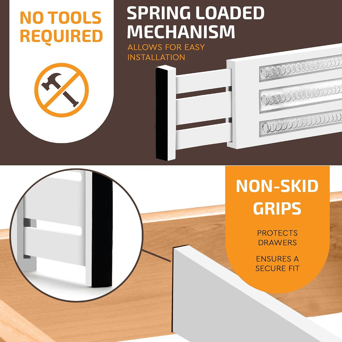 6-Pack Drawer Dividers 6-Inch High Dresser Drawer Organizer 11.5 to 17 Inch