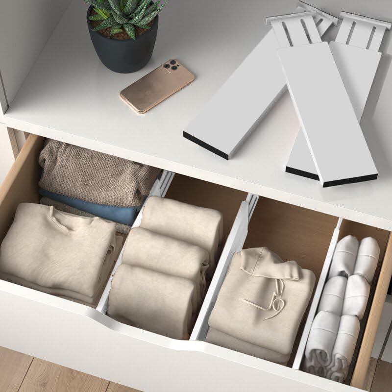 6-Pack Drawer Dividers 6-Inch High Dresser Drawer Organizer 11.5 to 17 Inch