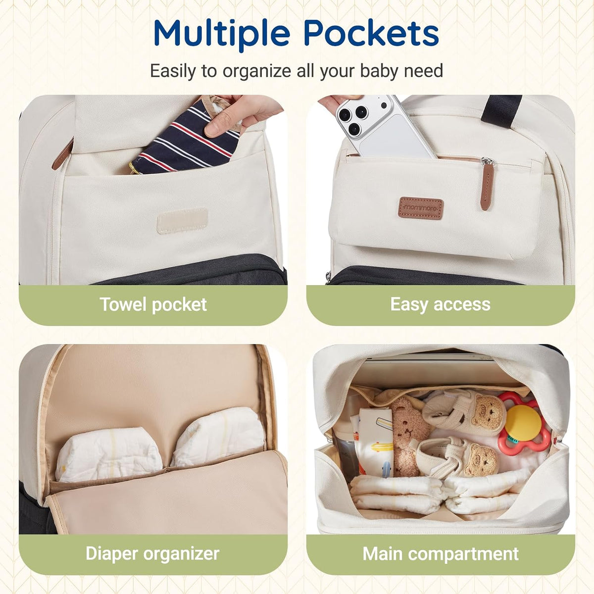 Diaper Bag Backpack Travel Baby Bag with Changing Pad for Mom Dad