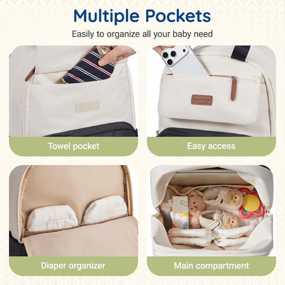 Diaper Bag Backpack Travel Baby Bag with Changing Pad for Mom Dad