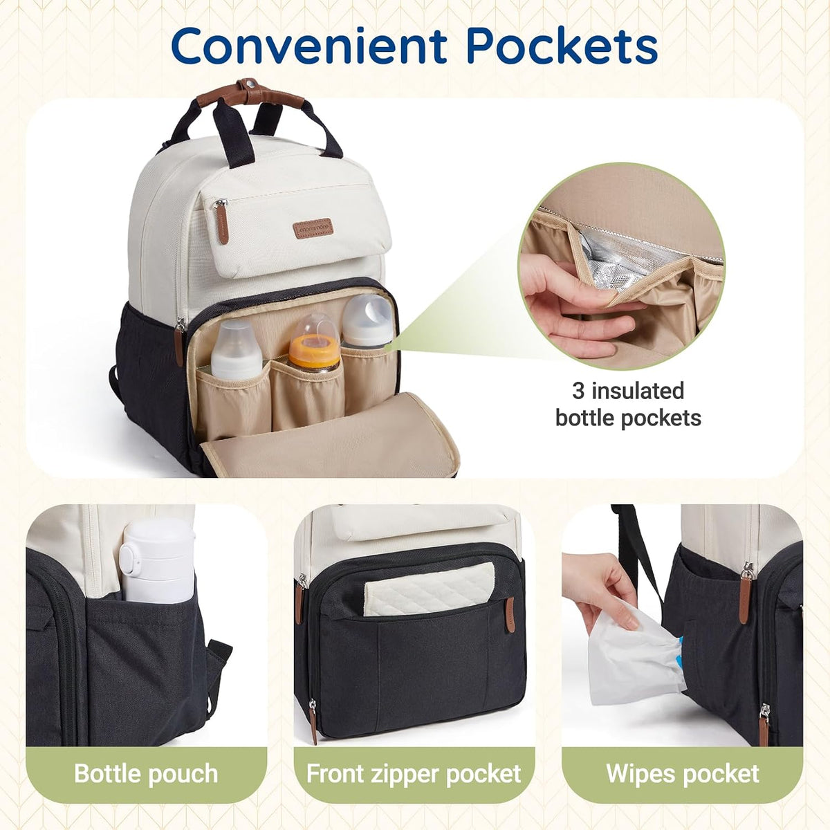 Diaper Bag Backpack Travel Baby Bag with Changing Pad for Mom Dad