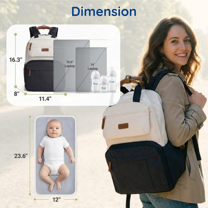 Diaper Bag Backpack Travel Baby Bag with Changing Pad for Mom Dad