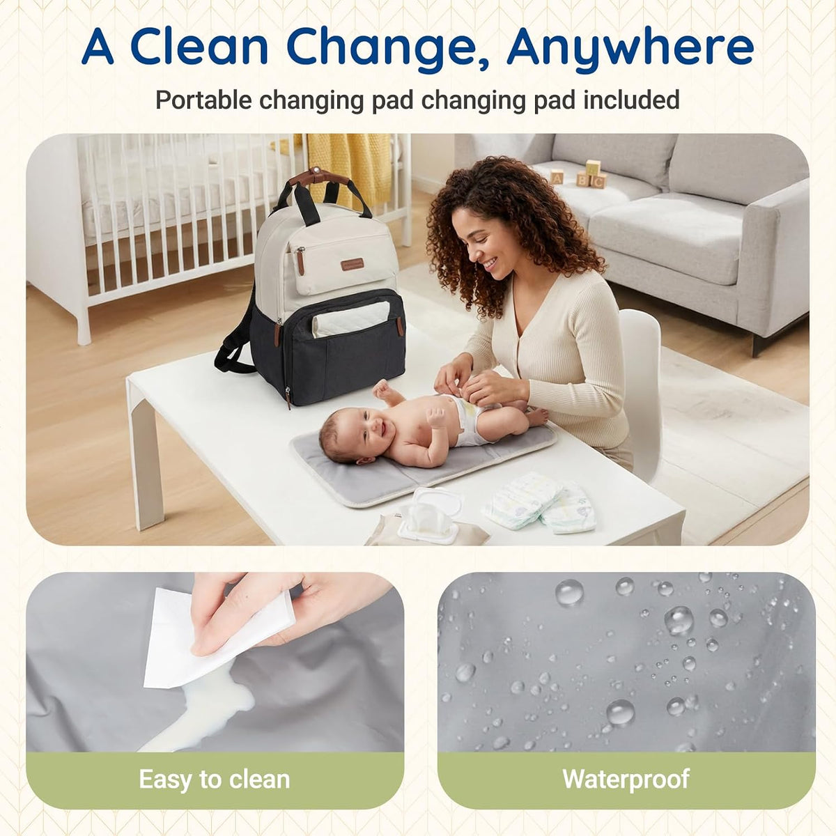 Diaper Bag Backpack Travel Baby Bag with Changing Pad for Mom Dad