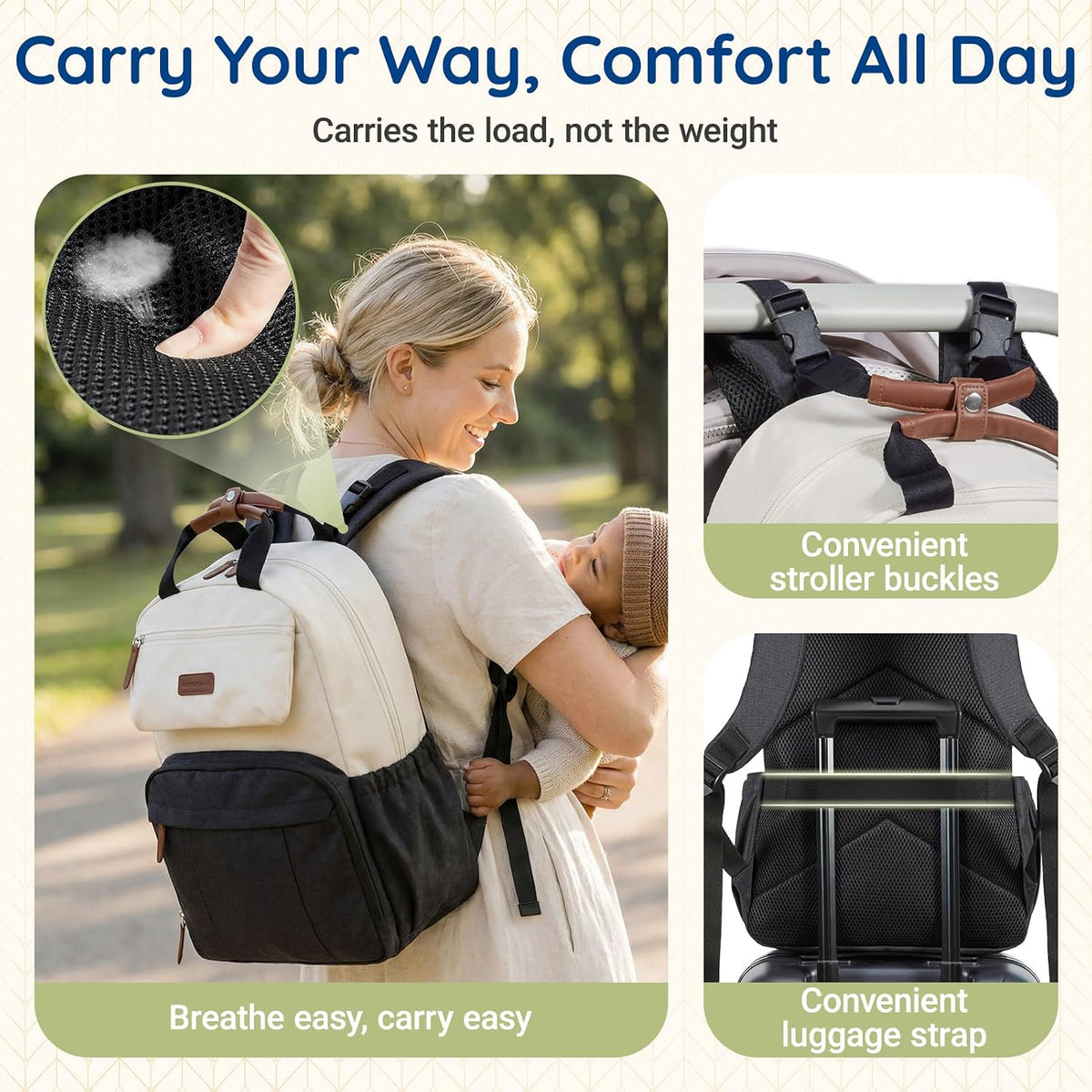 Diaper Bag Backpack Travel Baby Bag with Changing Pad for Mom Dad