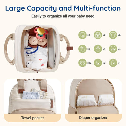 Diaper Bag Backpack Travel Baby Bag with Changing Pad for Mom Dad