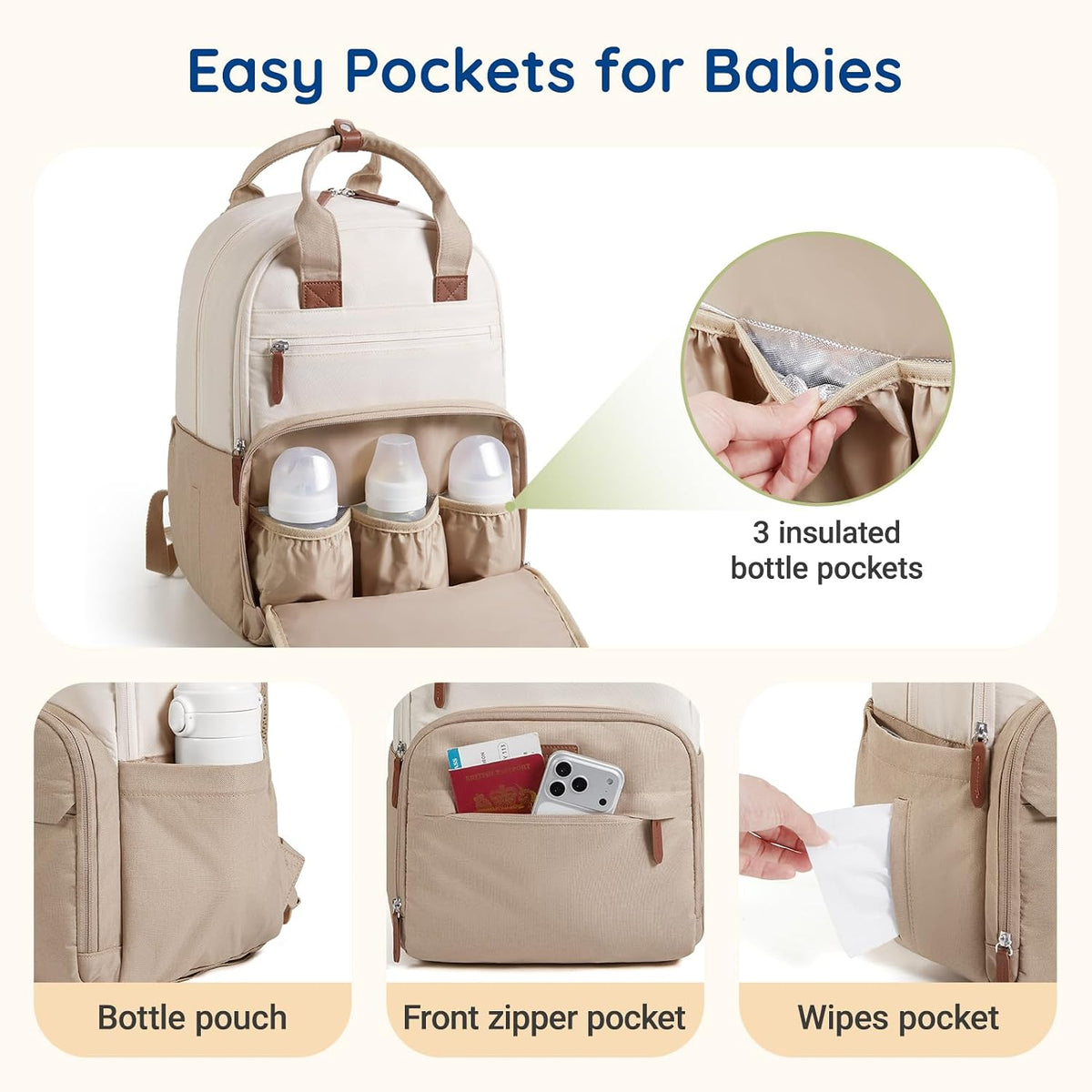Diaper Bag Backpack Travel Baby Bag with Changing Pad for Mom Dad