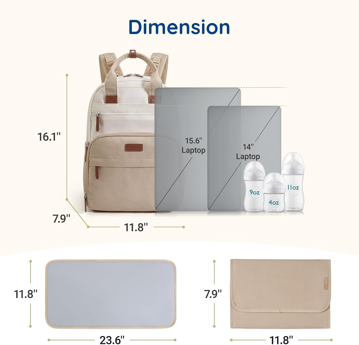 Diaper Bag Backpack Travel Baby Bag with Changing Pad for Mom Dad