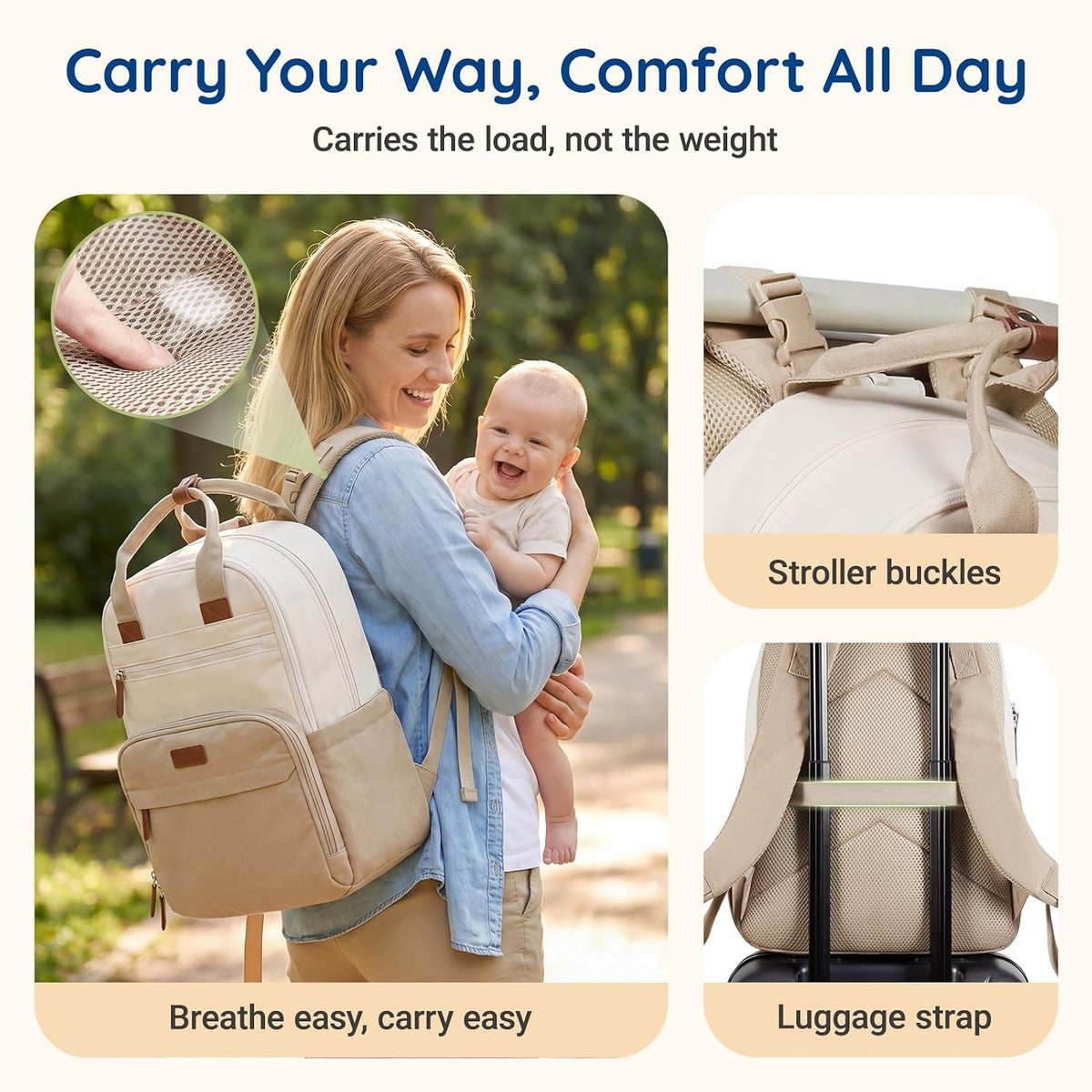 Diaper Bag Backpack Travel Baby Bag with Changing Pad for Mom Dad