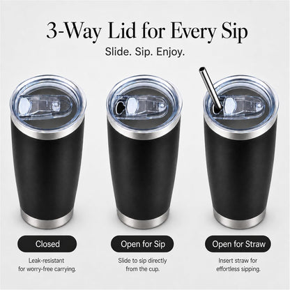 20oz Stainless Steel Insulated Tumblers Bulk, Navy Blue, 8 Pack | Double Wall Vacuum Travel Mug, BPA Lid, Straight & Curved Straws+Brush, Hot & Cold Drinks, Individually Package, Bulk