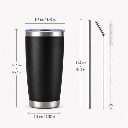 20oz Stainless Steel Insulated Tumblers Bulk, Navy Blue, 8 Pack | Double Wall Vacuum Travel Mug, BPA Lid, Straight & Curved Straws+Brush, Hot & Cold Drinks, Individually Package, Bulk