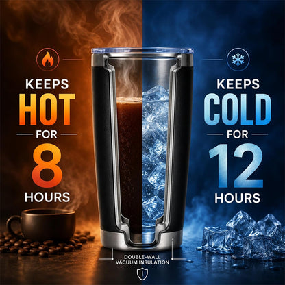 20oz Stainless Steel Insulated Tumblers Bulk, Navy Blue, 8 Pack | Double Wall Vacuum Travel Mug, BPA Lid, Straight & Curved Straws+Brush, Hot & Cold Drinks, Individually Package, Bulk
