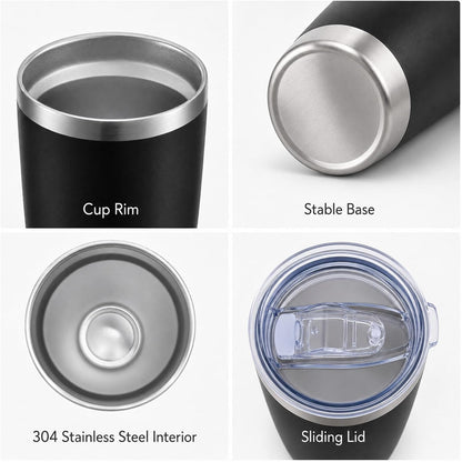 20oz Stainless Steel Insulated Tumblers Bulk, Navy Blue, 8 Pack | Double Wall Vacuum Travel Mug, BPA Lid, Straight & Curved Straws+Brush, Hot & Cold Drinks, Individually Package, Bulk