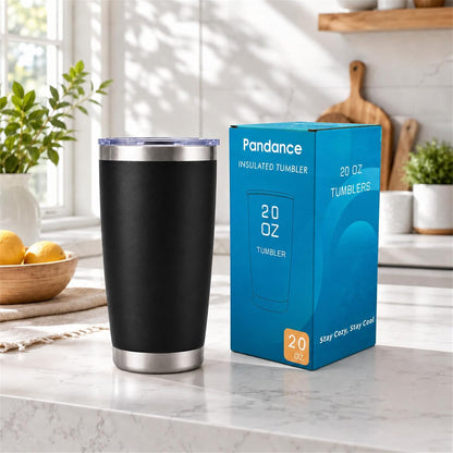 20oz Stainless Steel Insulated Tumblers Bulk, Navy Blue, 8 Pack | Double Wall Vacuum Travel Mug, BPA Lid, Straight & Curved Straws+Brush, Hot & Cold Drinks, Individually Package, Bulk