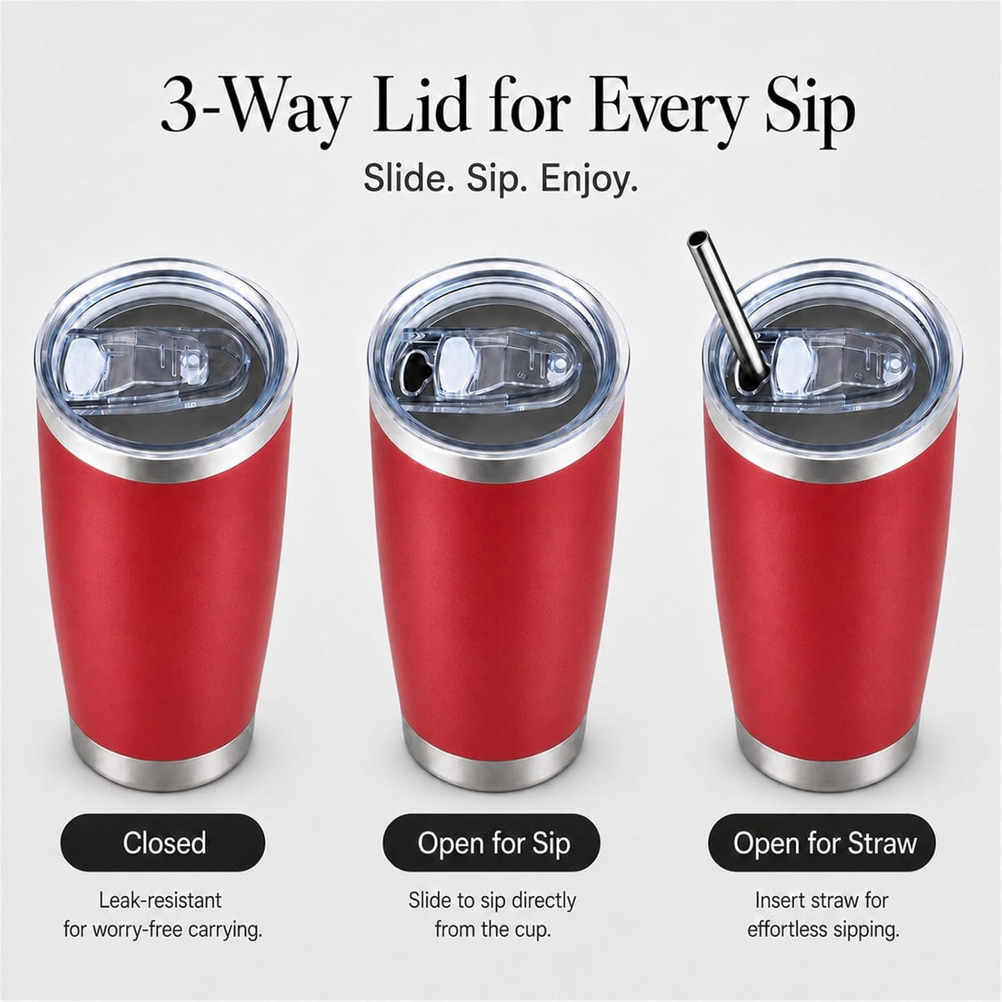 20oz Stainless Steel Insulated Tumblers Bulk, Navy Blue, 8 Pack | Double Wall Vacuum Travel Mug, BPA Lid, Straight & Curved Straws+Brush, Hot & Cold Drinks, Individually Package, Bulk