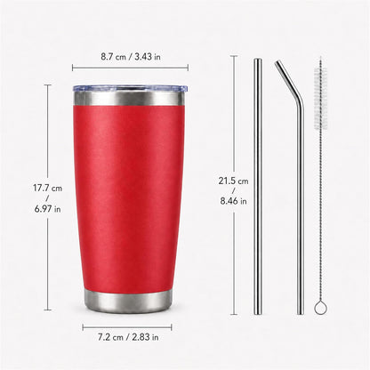 20oz Stainless Steel Insulated Tumblers Bulk, Navy Blue, 8 Pack | Double Wall Vacuum Travel Mug, BPA Lid, Straight & Curved Straws+Brush, Hot & Cold Drinks, Individually Package, Bulk
