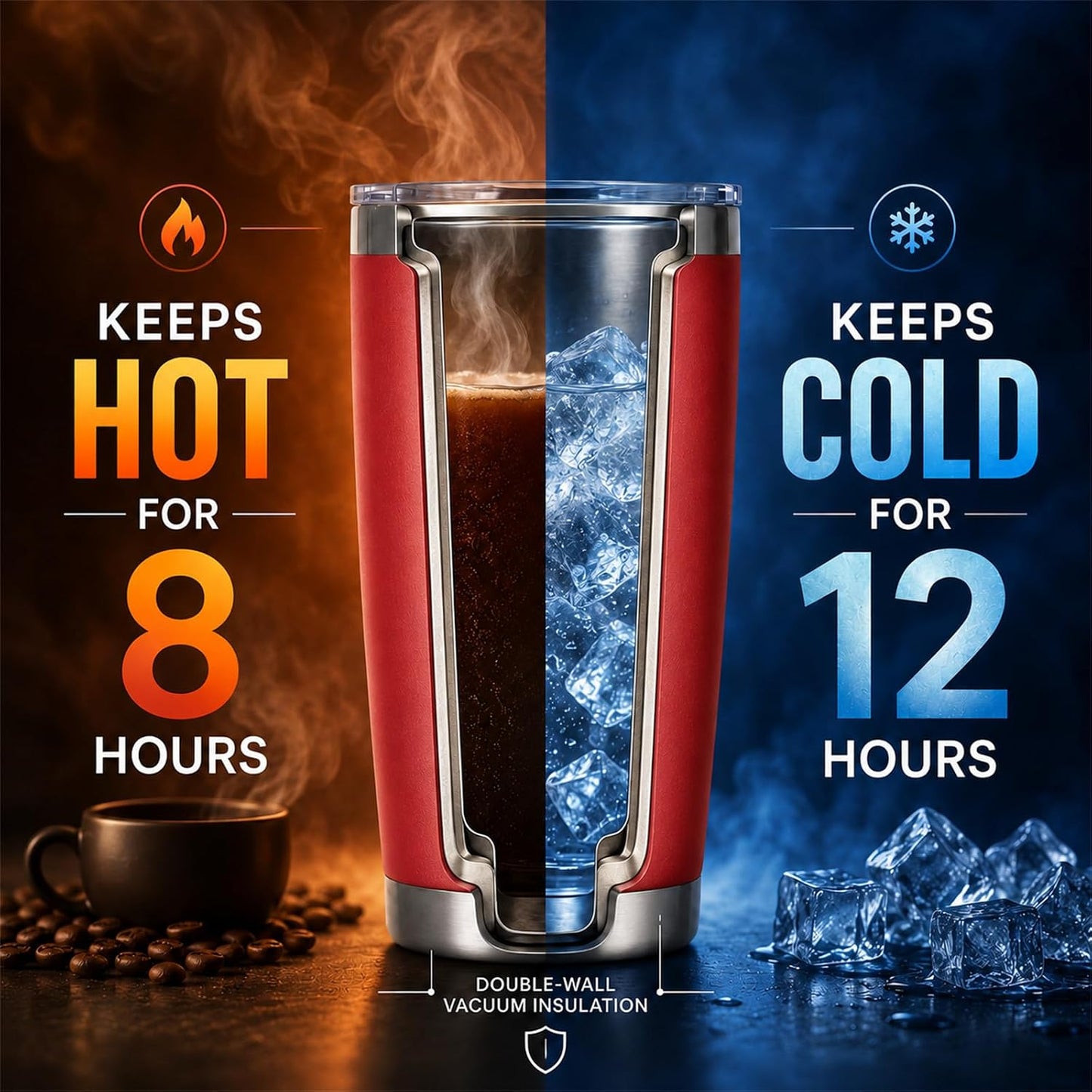 20oz Stainless Steel Insulated Tumblers Bulk, Navy Blue, 8 Pack | Double Wall Vacuum Travel Mug, BPA Lid, Straight & Curved Straws+Brush, Hot & Cold Drinks, Individually Package, Bulk