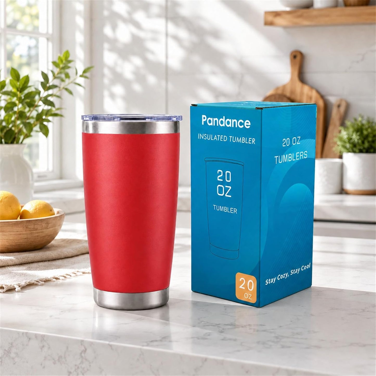 20oz Stainless Steel Insulated Tumblers Bulk, Navy Blue, 8 Pack | Double Wall Vacuum Travel Mug, BPA Lid, Straight & Curved Straws+Brush, Hot & Cold Drinks, Individually Package, Bulk