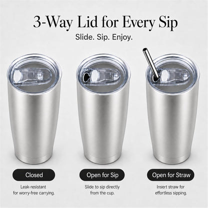 20oz Stainless Steel Insulated Tumblers Bulk, Navy Blue, 8 Pack | Double Wall Vacuum Travel Mug, BPA Lid, Straight & Curved Straws+Brush, Hot & Cold Drinks, Individually Package, Bulk