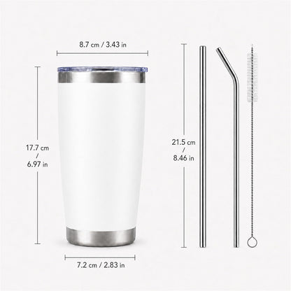 20oz Stainless Steel Insulated Tumblers Bulk, Navy Blue, 8 Pack | Double Wall Vacuum Travel Mug, BPA Lid, Straight & Curved Straws+Brush, Hot & Cold Drinks, Individually Package, Bulk
