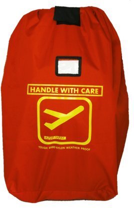 Durable Car Seat Travel Bag for Air Travel & Storage - Fiery Red -Tough 600D Water & UV Resistant - Unique Top Flap Cover & Shoulder Strap-Protect Your Child's Car Seat-34"x18"x18"