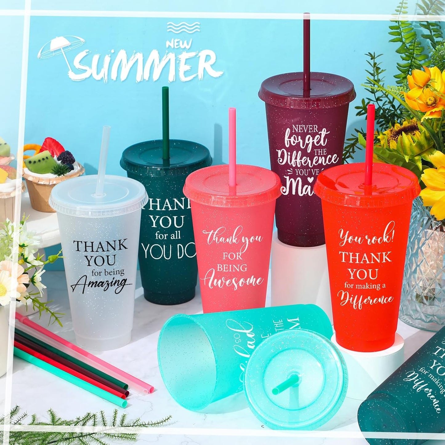 36 Pcs Appreciation Graduation Gifts Bulk for Graduation Party Favors of 2026, Thank You Tumbler Cups with Lids and Straws, Appreciation Gifts for Teachers, Nurses, Employees (Mixed Colors)