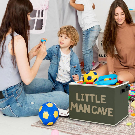 Blue Striped Kids Playroom Storage Bins Box with Handles, This Room Was Made for Playing Collapsible Basket Organizer for Kids Nursery Bedroom Bathroom Playroom Books Clothes - Colors B